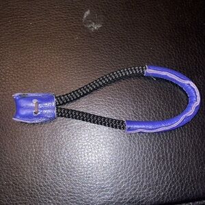 Sarah Frances Kuhn blue black leather rope Wristlet keychain chain indigo